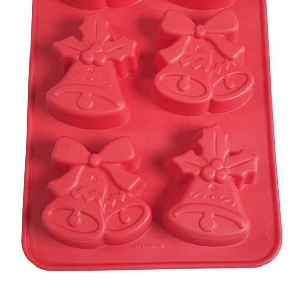 Christmas Bells Holiday Silicone Candy Mold Chocolate Melts Polymer Clay Ice - Picture 3 of 6